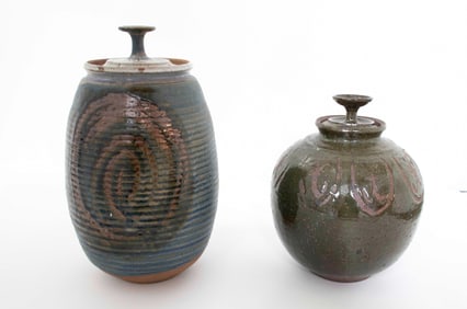 Two Charles C. Scott Pottery Lidded Vessels