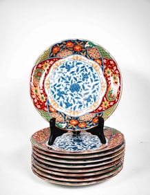 Set of 9 Japanese Chikusai Kiln Imari Plates