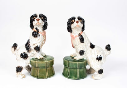 Large Pair of Staffordshire Style Spaniels