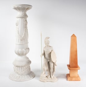 Porcelain Pedestal, Soldier Statue, Obelisk