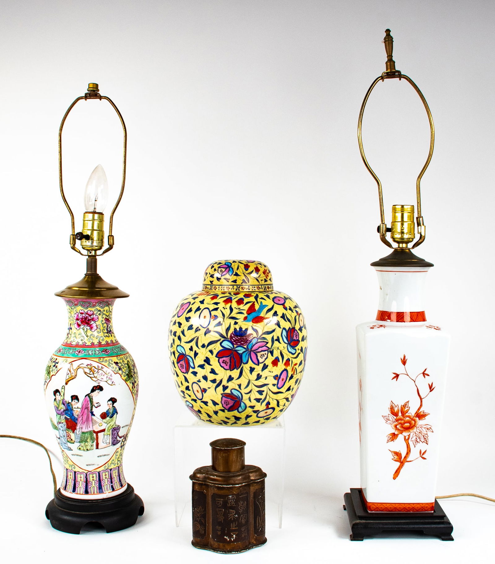 Famille Rose & Orange & White Lamps, Ginger Jar (1 of 9)