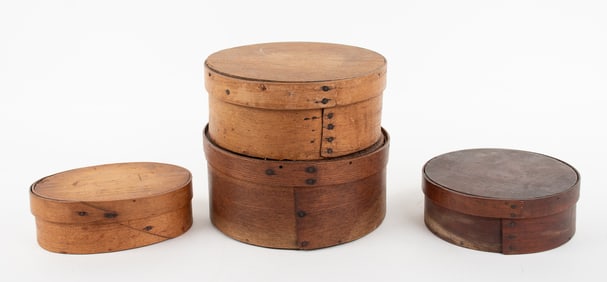Four 19th C. Bentwood Pantry Boxes