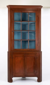 American 19th C. Walnut Corner Cupboard