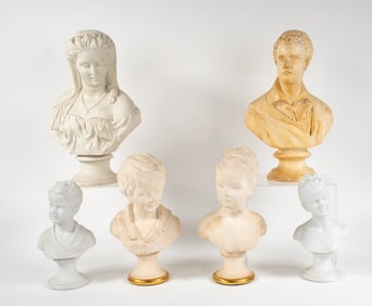 Lot of 6 Bisque and Plaster Busts