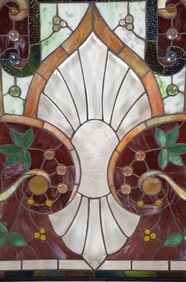Art Nouveau Style Stained Glass Hanging Panel