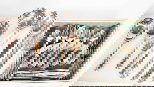 Assembled Set King's Pattern Silverplate Flatware