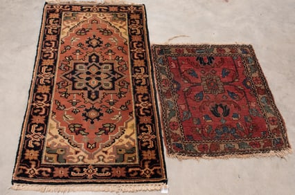 Two Small Persian Rugs, 2'W, 3'11"L & 2'W, 2'5"L