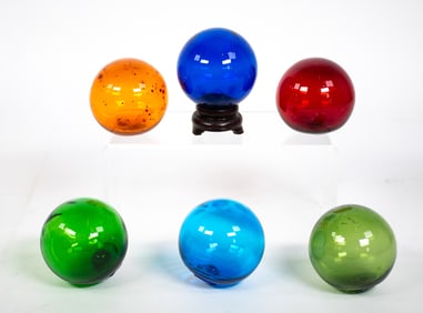 Lot of 6 Blown Glass Fishing Floats