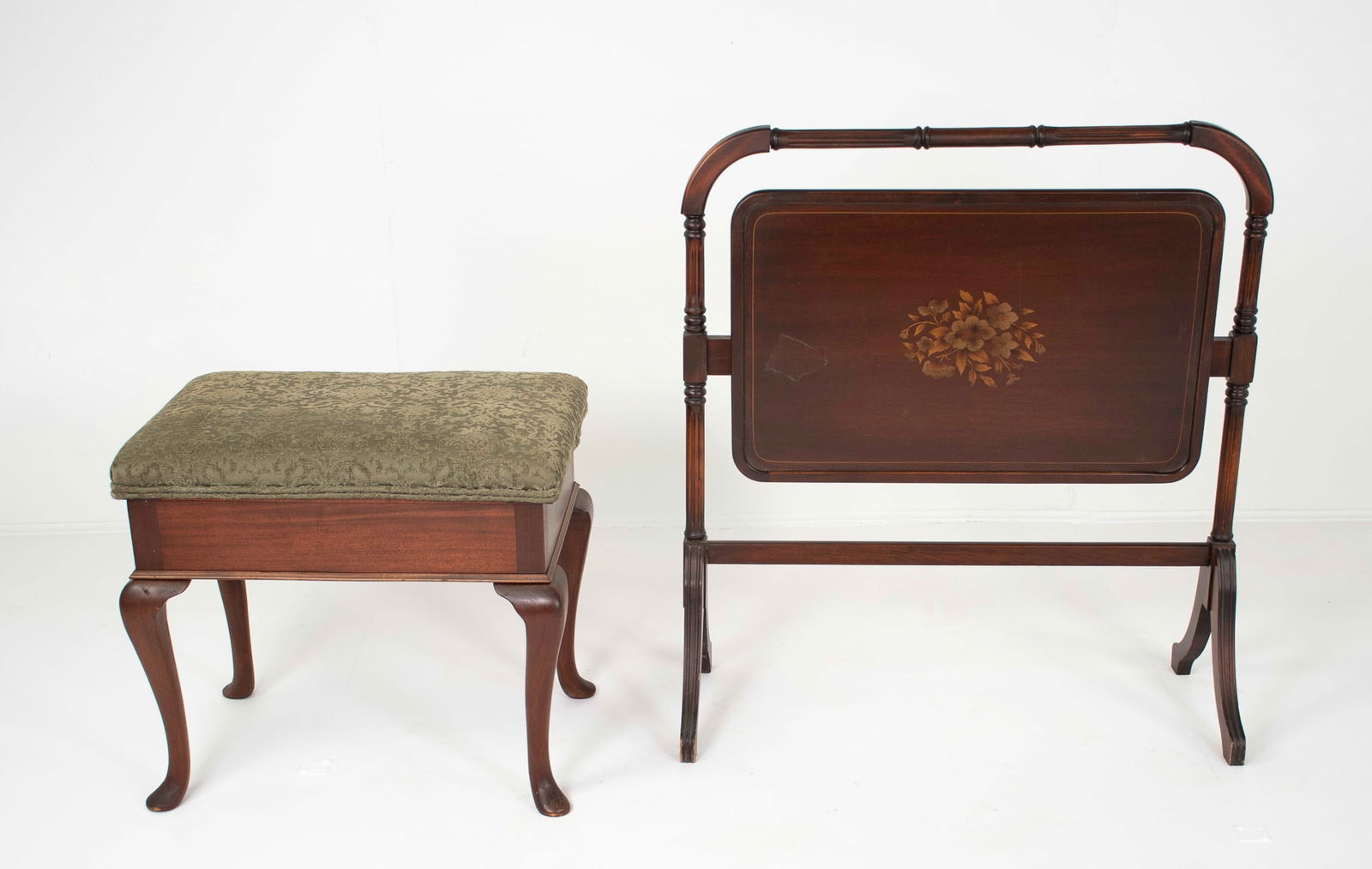 Queen Anne Style Bench & Stand w/ Butler's Tray (1 of 12)