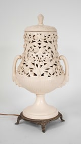 Loevsky & Loevsky Pierced Ceramic Urn Lamp