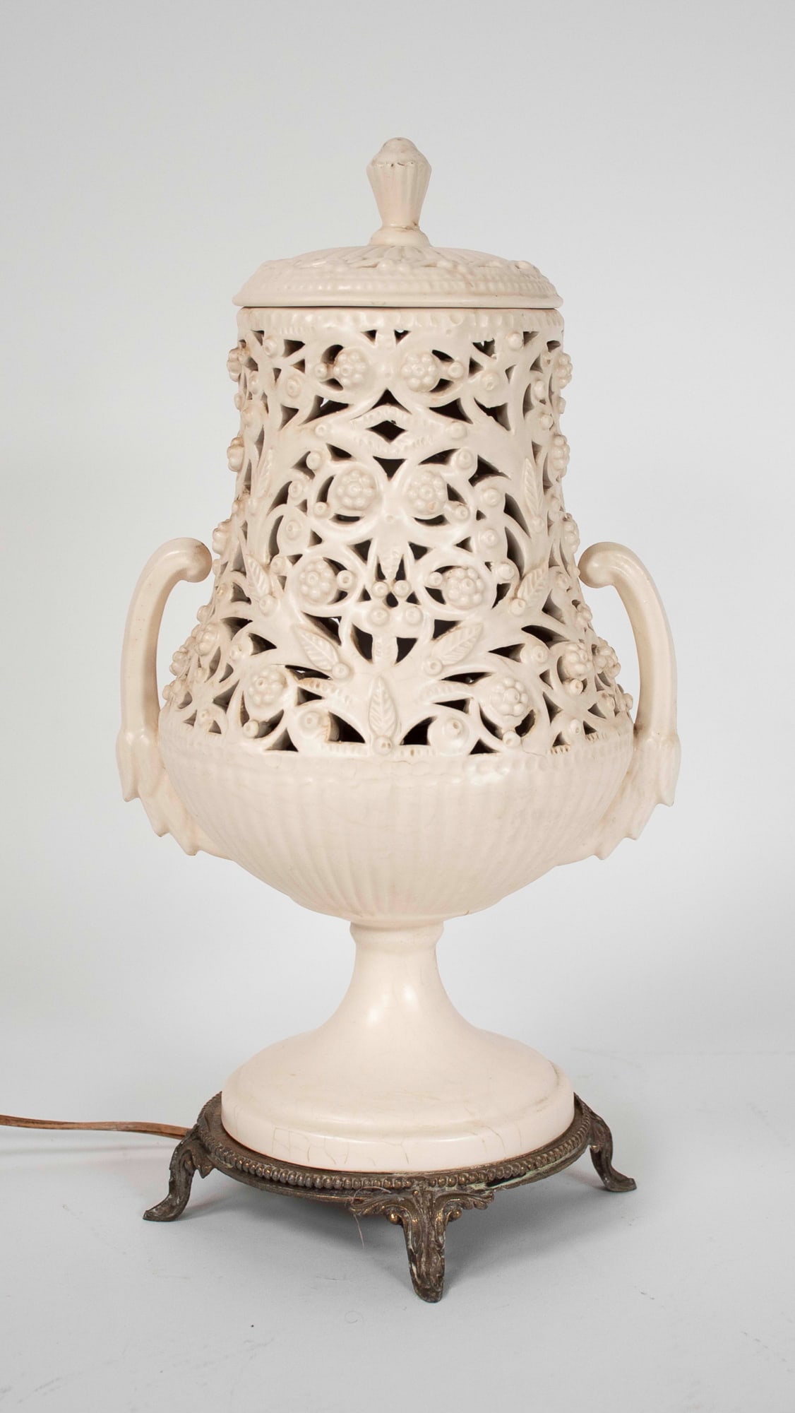 Loevsky & Loevsky Pierced Ceramic Urn Lamp (1 of 5)