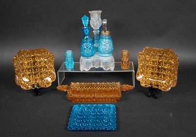 Pressed Glass Daisy & Button Cruet Set, Other