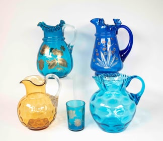 Art Glass Pitchers and Tumbler