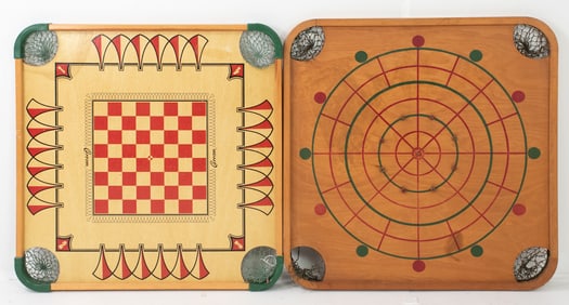 Two Vintage Carrom Game Boards