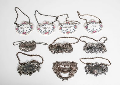 Ten Vintage Decanter Labels