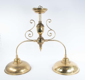 Brass Double-Pendant Light Fixture