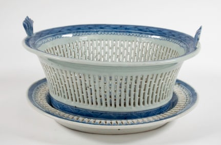 Chinese Export Canton Chestnut Basket & Undertray