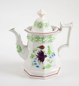 English Columbine Pattern Stick Spatter Coffee Pot