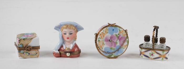 Limoges Mini Hat, Shoe. Lipstick, Perfume Boxes