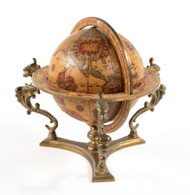 Italian Miniature Globe w/ Brass Mountings