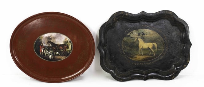 Tole Horse Tray, Victoria Albert Co Fox Hunt Tray