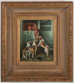 Dogs w/ Horse, Oil on Canvas