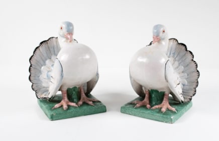 Ugo Zaccagnini Italian Pottery Dove Bookends