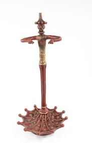 Cast Iron Figural Chinoiserie Umbrella Stand