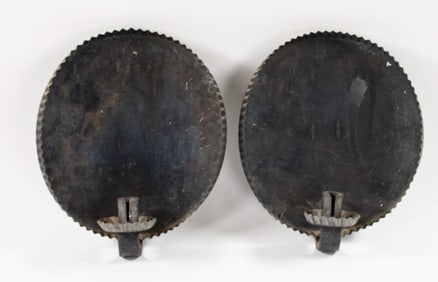 Pair American Early Tin Candle Sconces
