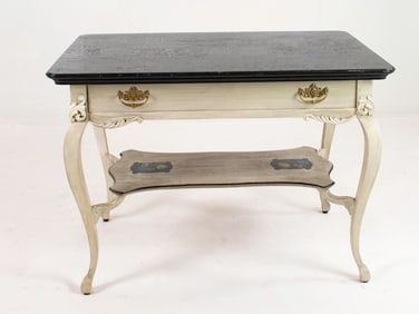 Painted Carved Oak Library Table