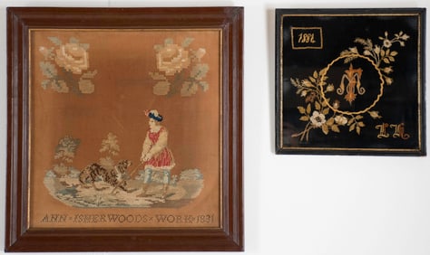 Two Framed Needlework, Dated 1831 & 1884