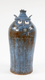 NC Folk Pottery, Mike Ledford Owl Jug