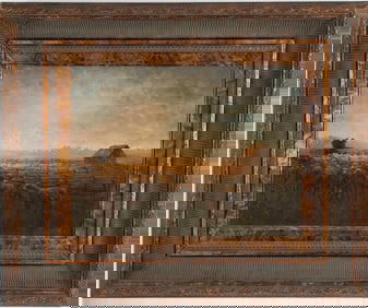 Oil on Canvas Landscape w/ Sheep