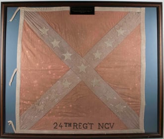 Framed Civil War 24th N.C. Infantry Regiment Flag