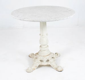 Marble Top Cast Iron Pedestal Table
