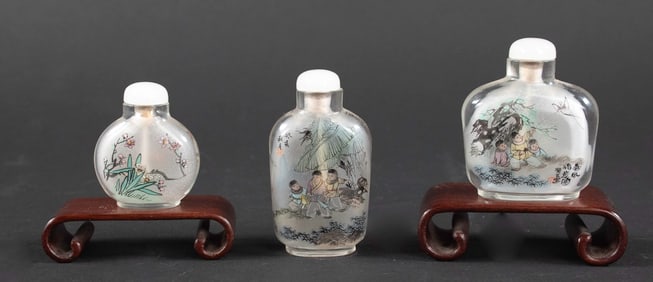 Three Interior Painted Chinese Snuff Bottles