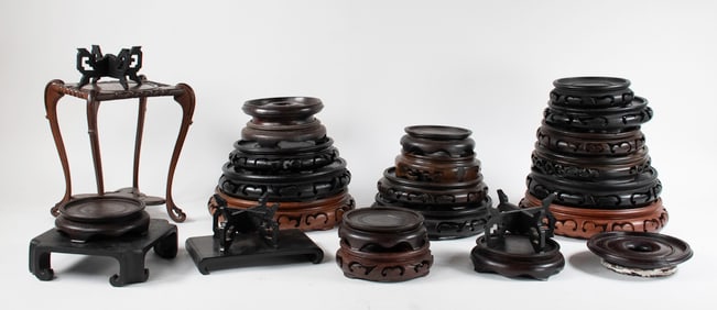 Group of 26 Chinese Wooden Display Stands