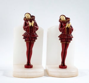 Pr. J. B. Hirsch "Harlequin" Art Deco Bookends