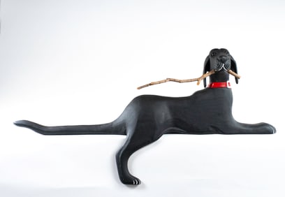 Bruce Murphy Carved & Painted Wooden Dog
