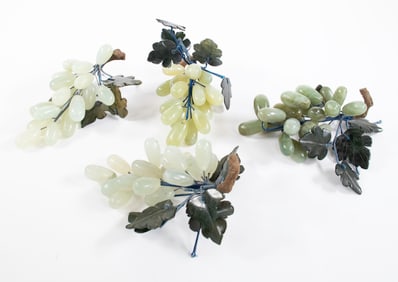 4 Chinese Carved Jade Grape Clusters