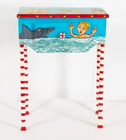 NC Folk Art Painted One-Drawer Stand