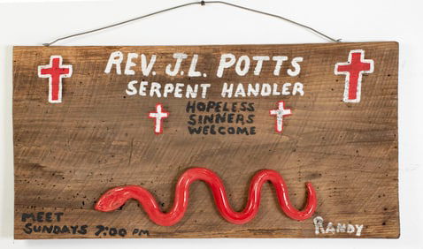 Randy Tobias, Folk Art Serpent Handler Sign