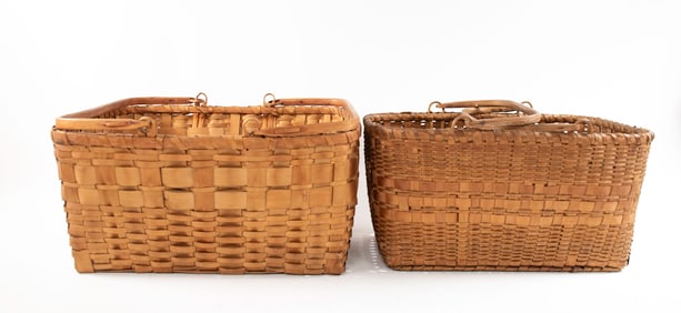 Two Splint Baskets w/ Double Swing Handles