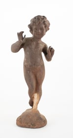 Antique Cast Iron Putti Garden Statue