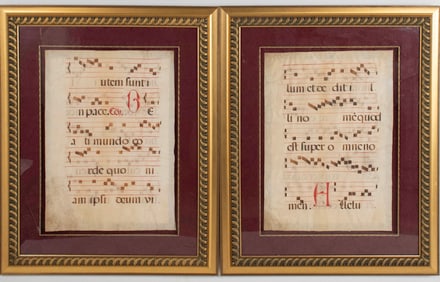 Pr. Early Framed Antiphonal Pages on Vellum