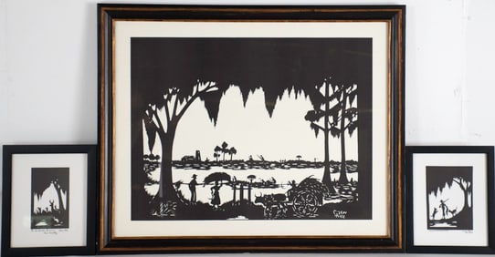 Three Carew Rice Silhouette Prints
