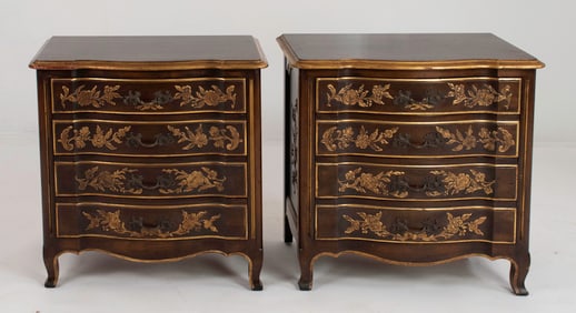 Pr. of John Widdicomb Gold Leaf Nightstands