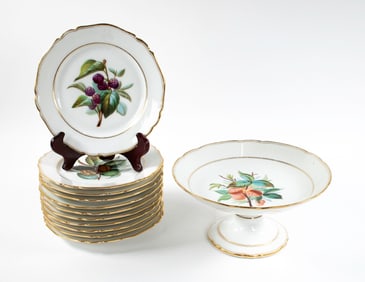 12-Pc. French Hand Painted Porcelain Dessert Set