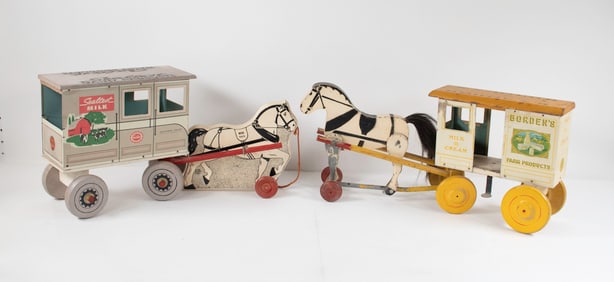 Borden's and Sealtest Milk Wagon Pull Toys