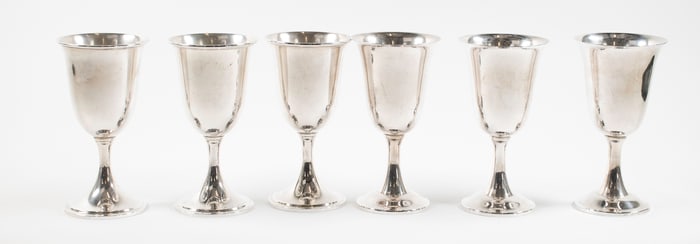 Six Sterling Silver Goblets
